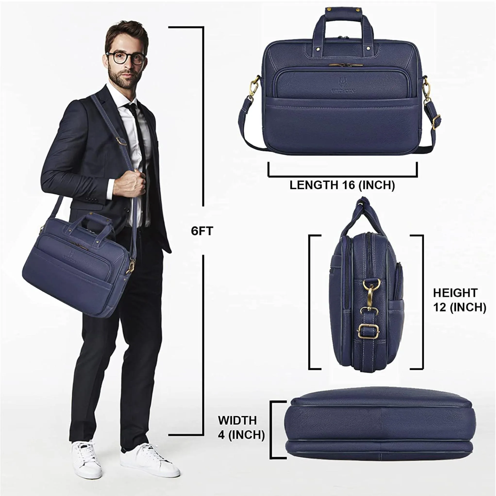MISSOURI Leather Laptop Messenger Bag for Men