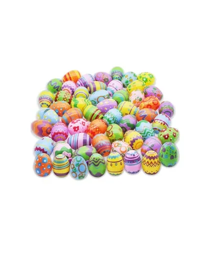 Plastic Printed Bright Eggs 120 Pcs Basket Toy For Kids
