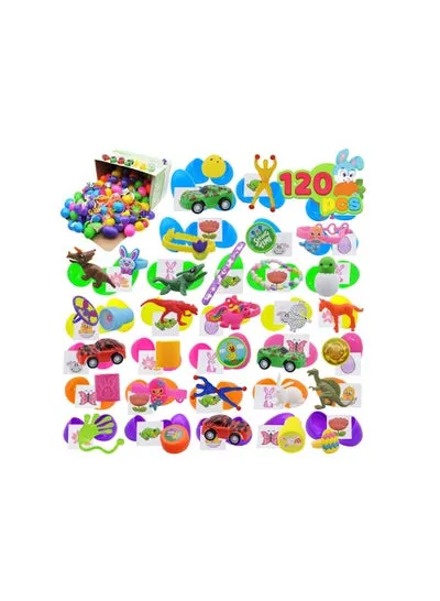 Plastic Printed Bright Eggs 120 Pcs Basket Toy For Kids