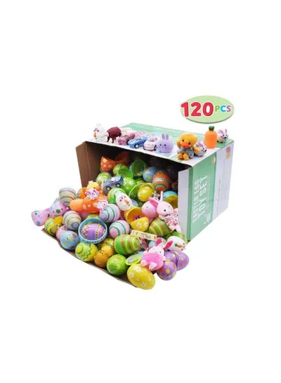 Plastic Printed Bright Eggs 120 Pcs Basket Toy For Kids
