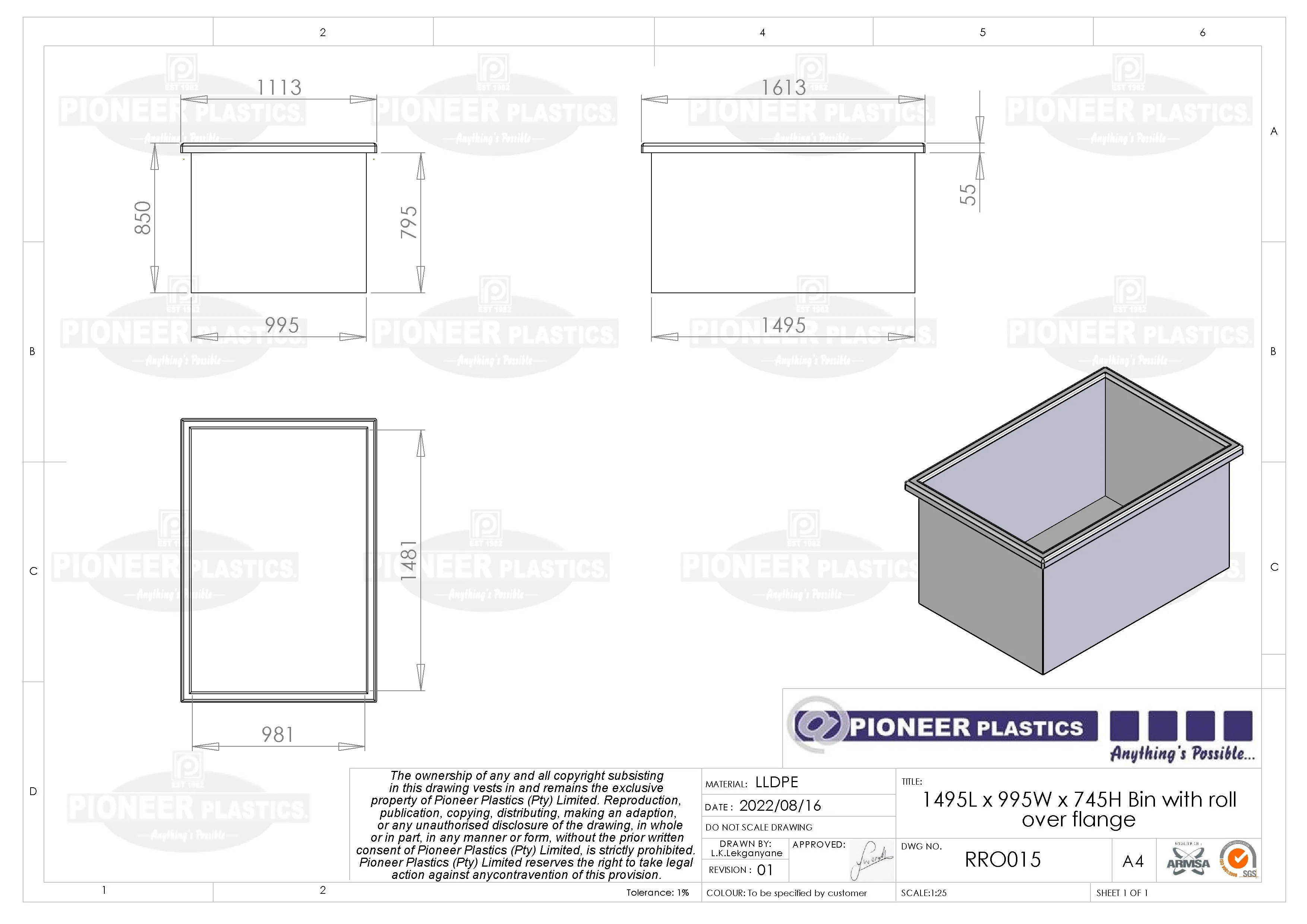 Rectangular Bin Roll-Over Flange (RRO)