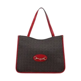 Red accent handbag
