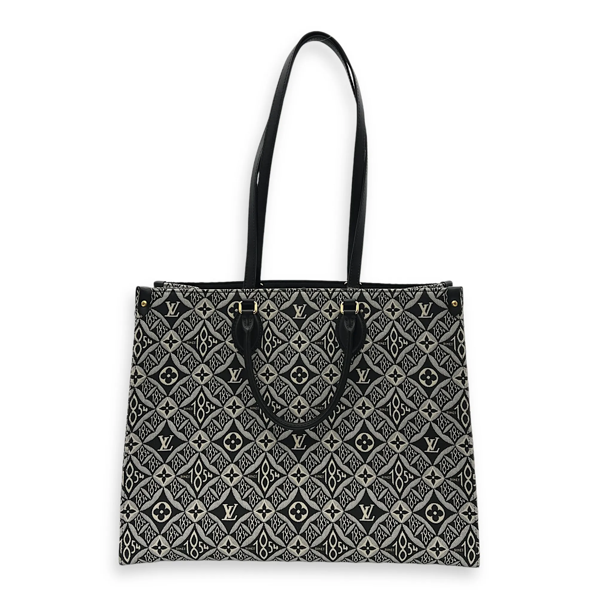 Since 1854 OnTheGo GM Black Tote Bag in Jacquard, Gold hardware