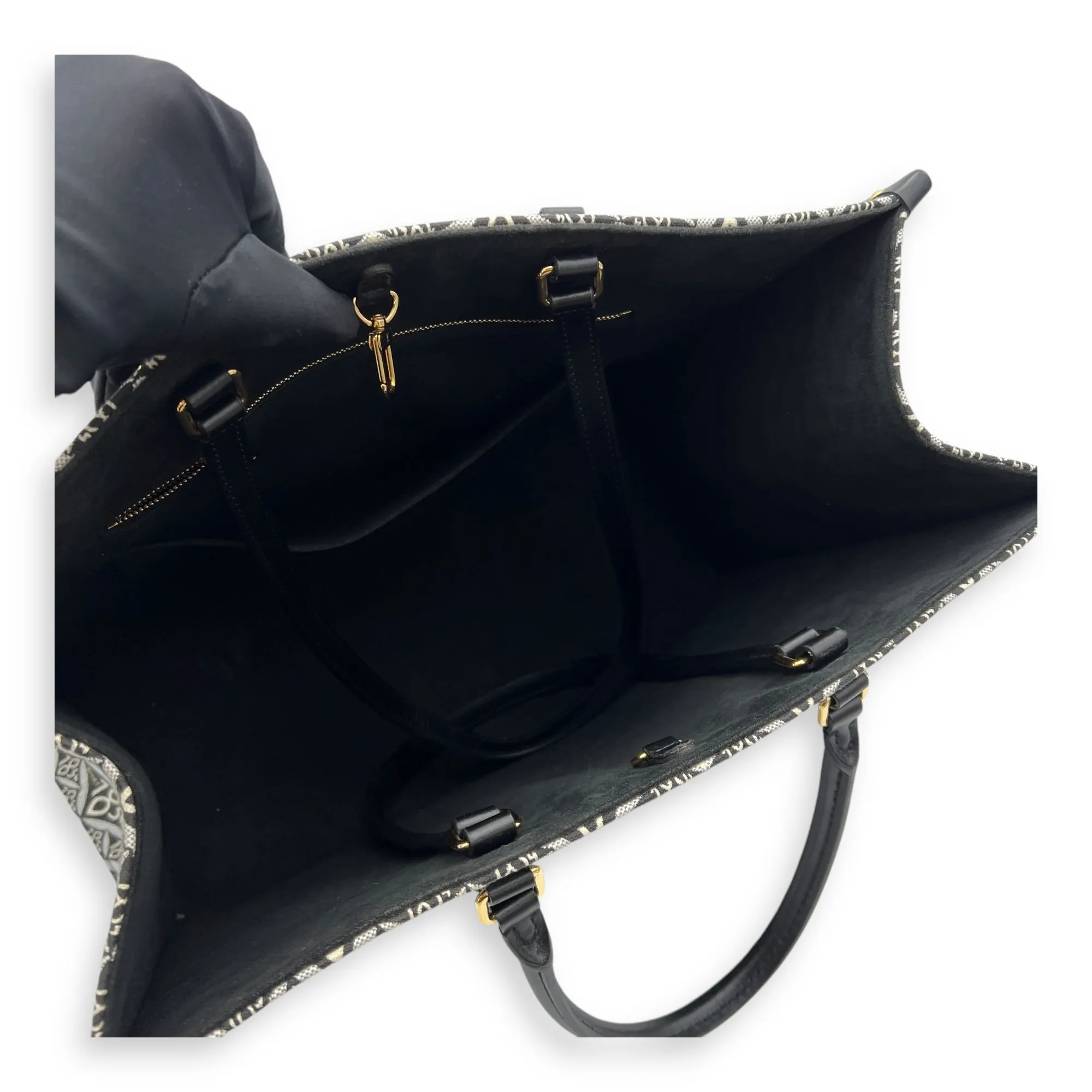 Since 1854 OnTheGo GM Black Tote Bag in Jacquard, Gold hardware