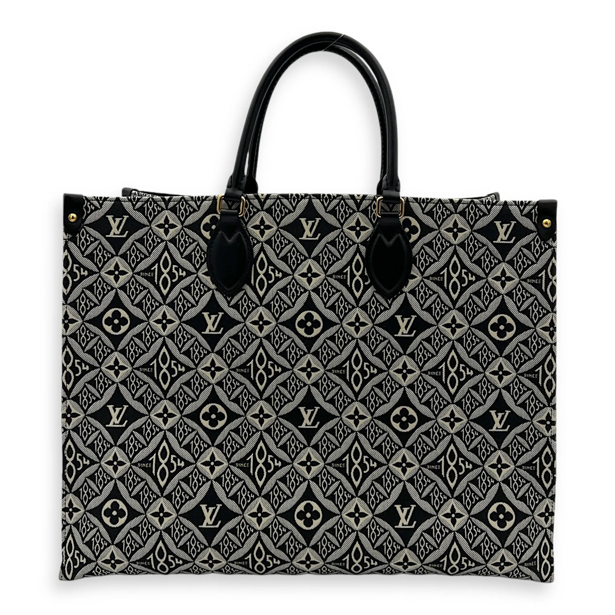 Since 1854 OnTheGo GM Black Tote Bag in Jacquard, Gold hardware