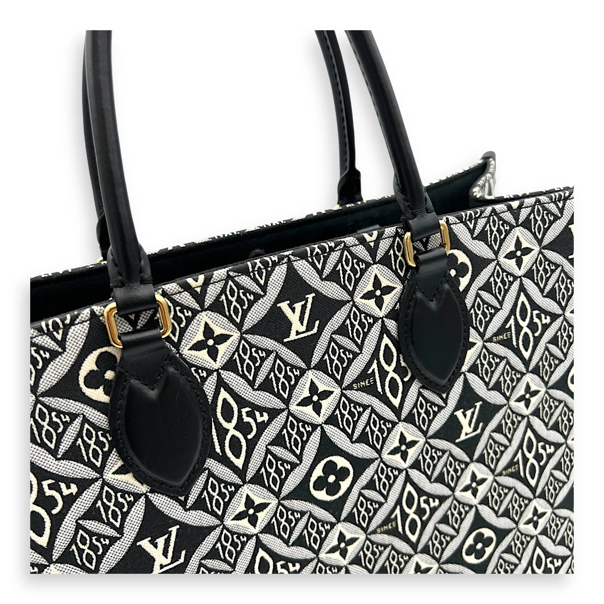 Since 1854 OnTheGo GM Black Tote Bag in Jacquard, Gold hardware