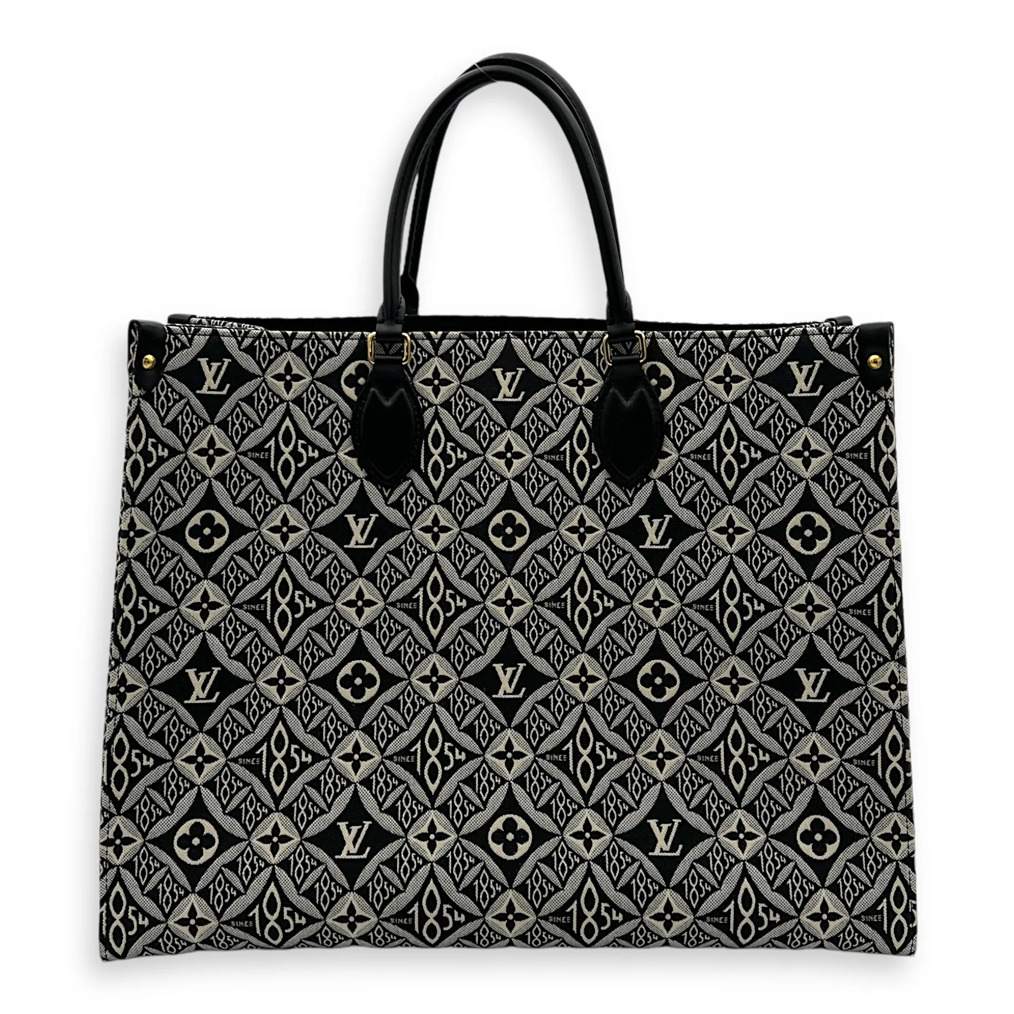 Since 1854 OnTheGo GM Black Tote Bag in Jacquard, Gold hardware