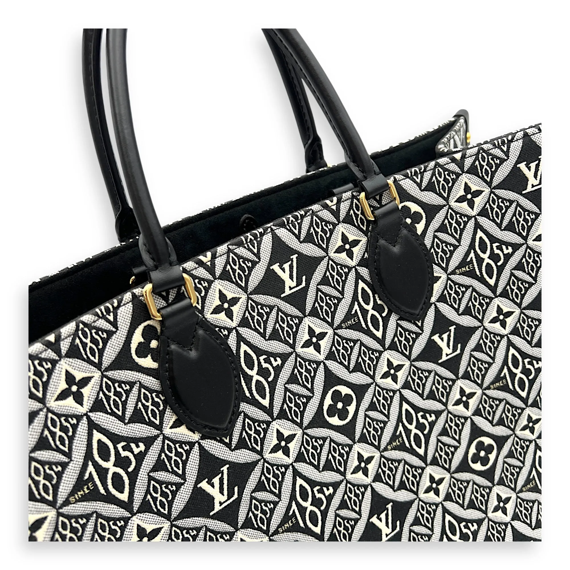 Since 1854 OnTheGo GM Black Tote Bag in Jacquard, Gold hardware