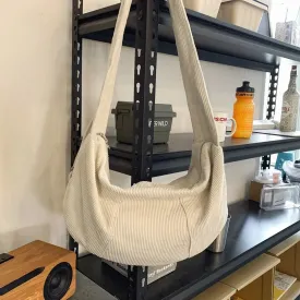 Single-shoulder crossbody corduroy bag