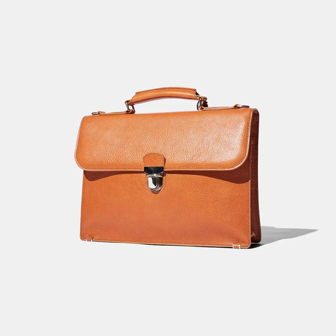 Small Briefcase - Tan Grain Leather by Baron