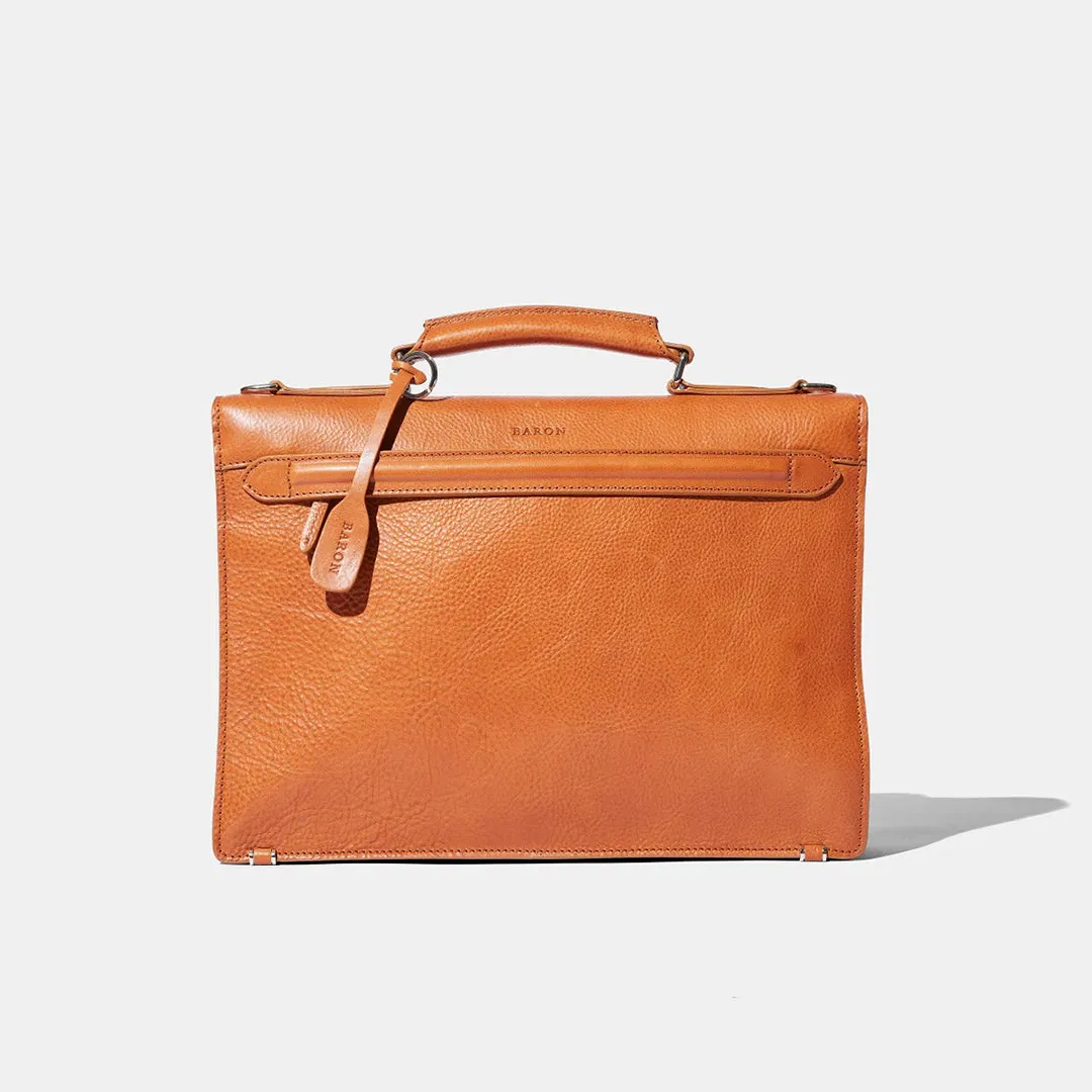 Small Briefcase - Tan Grain Leather by Baron