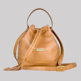 The Genuine Leather Drawstring Bag- Biscuit - LIMITED EDITION