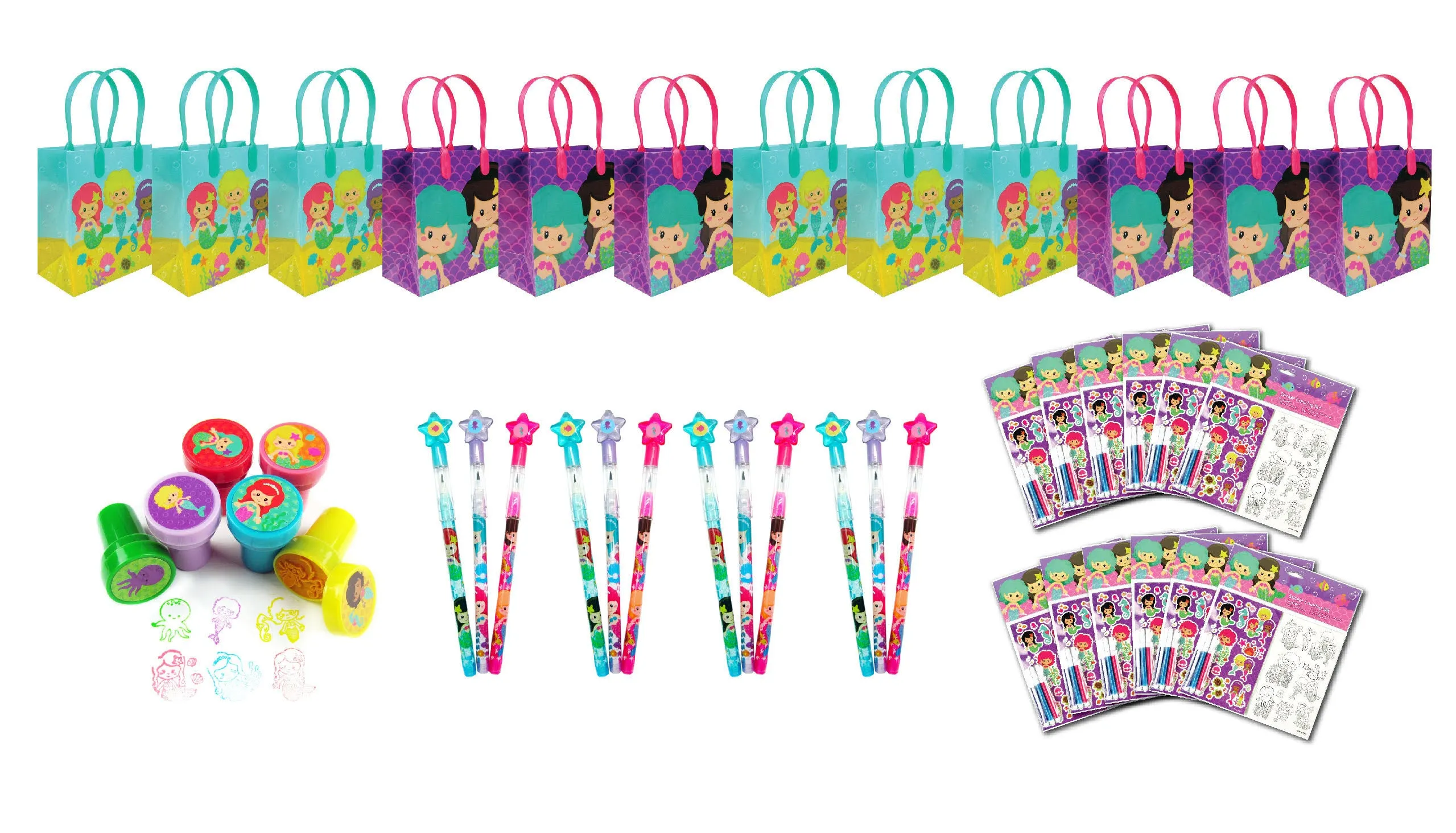 TINYMILLS Mermaid Party Favor Bundle for 12 Kids