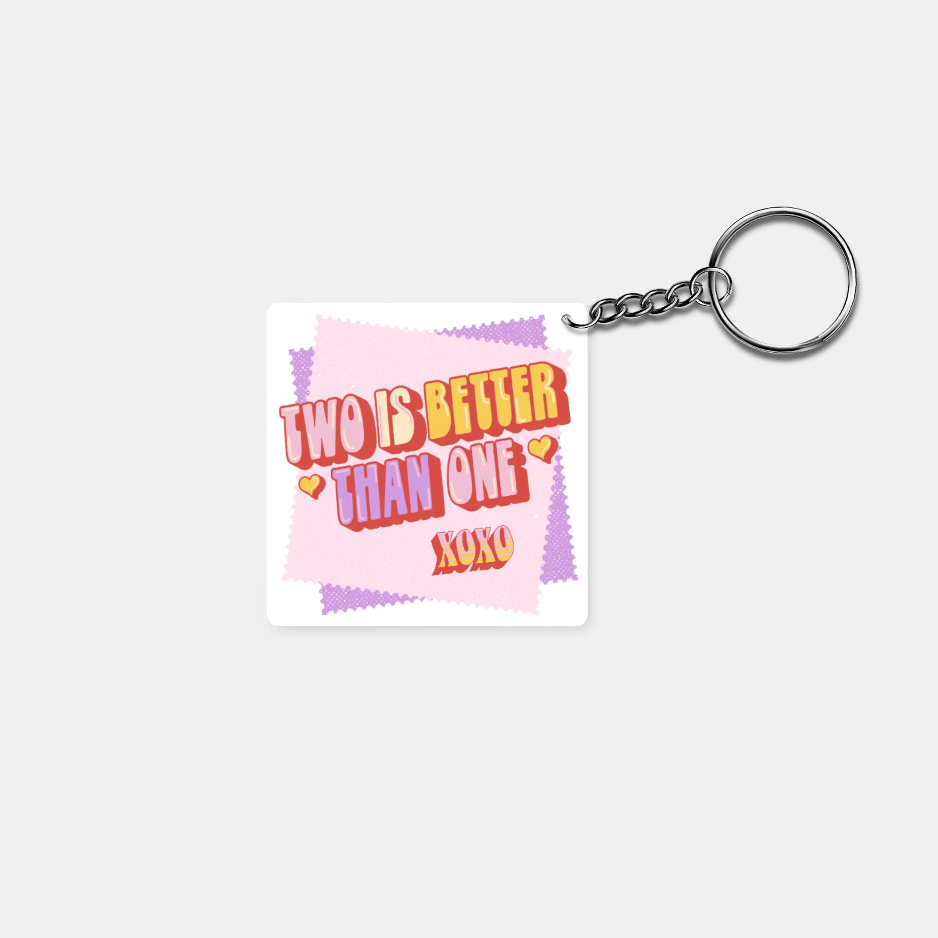 Two is Better Than One XOXO: Printed Square Keychain