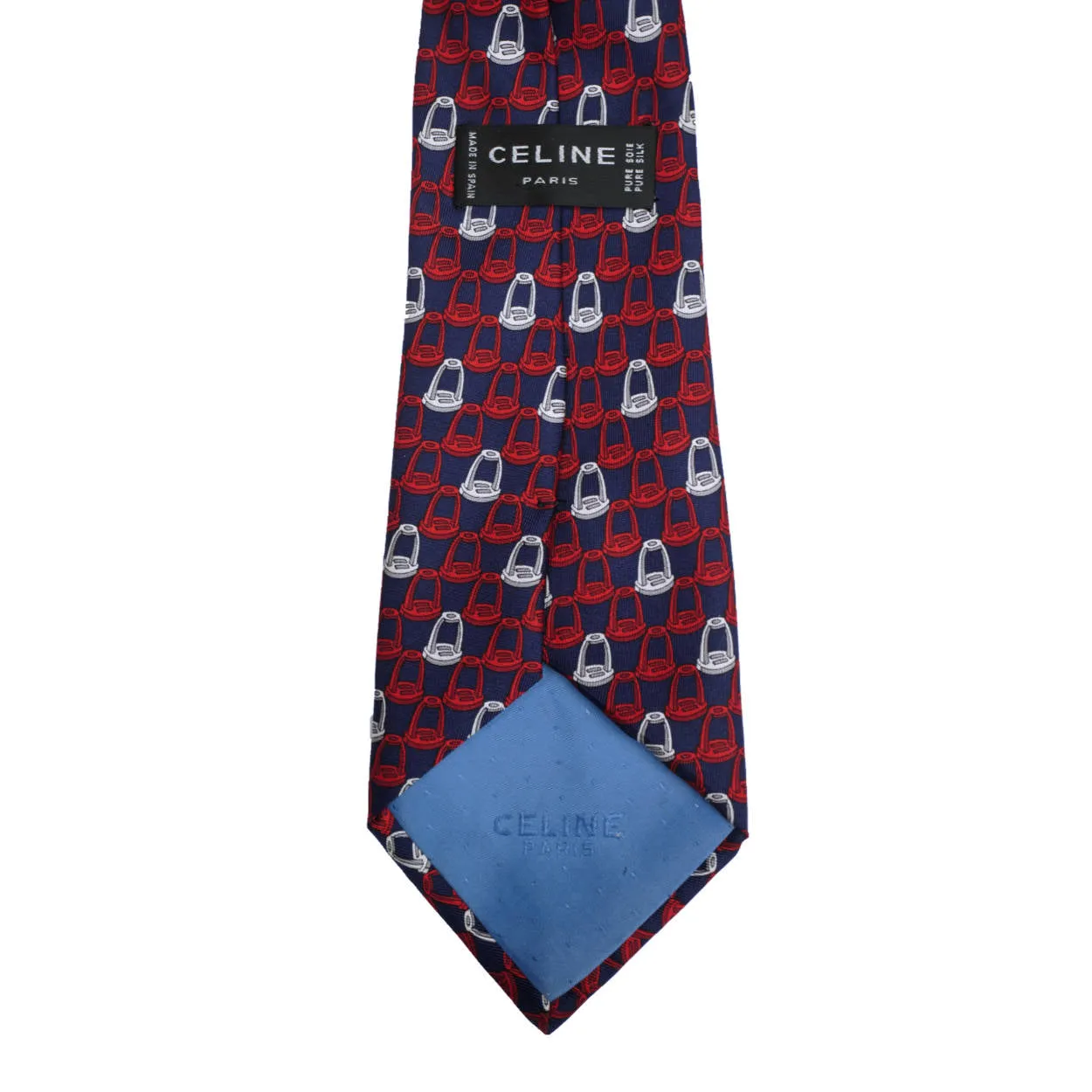 Vintage Celine Paris Silk Necktie Mens Tie Red White and Blue