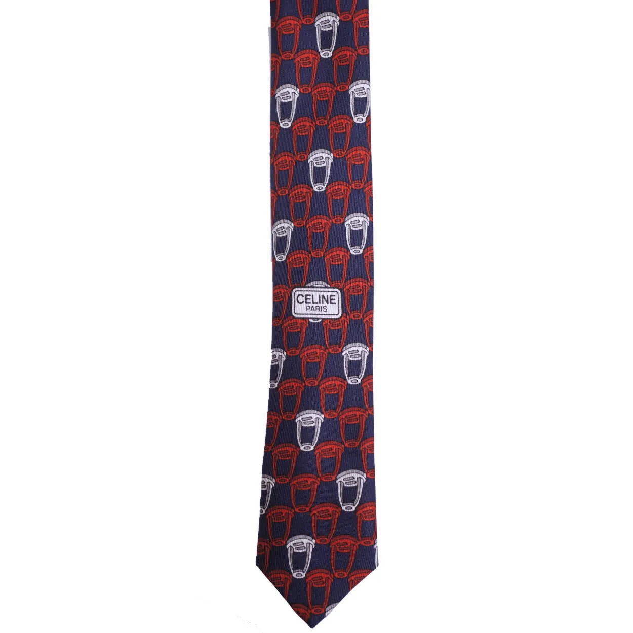 Vintage Celine Paris Silk Necktie Mens Tie Red White and Blue