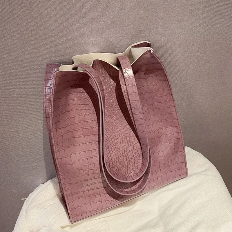 Vintage Womens Hand bags Crocodile Pattern Designers Luxury Shoulder Bags Female Top-handle Bag Fashion PU Leather Handbags Tote