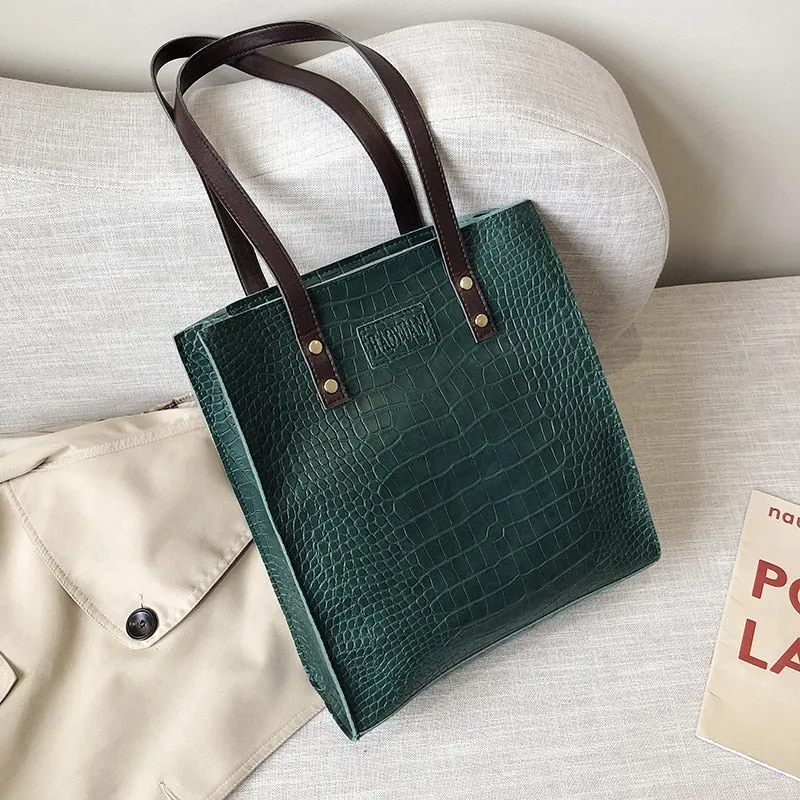 Vintage Womens Hand bags Crocodile Pattern Designers Luxury Shoulder Bags Female Top-handle Bag Fashion PU Leather Handbags Tote