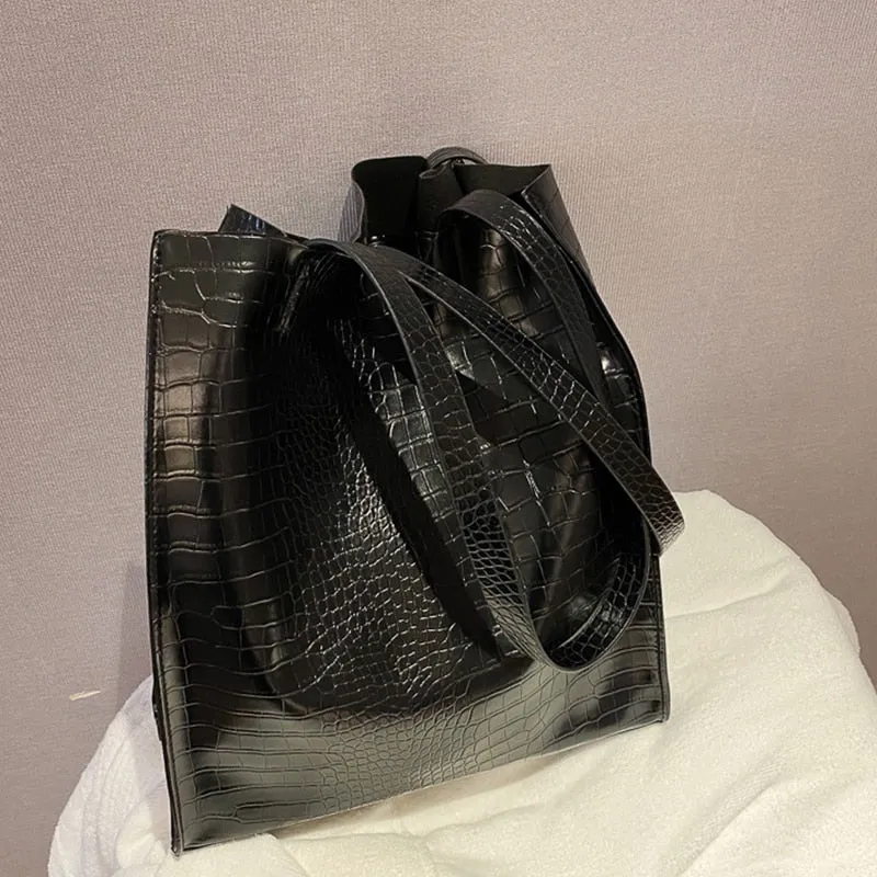 Vintage Womens Hand bags Crocodile Pattern Designers Luxury Shoulder Bags Female Top-handle Bag Fashion PU Leather Handbags Tote