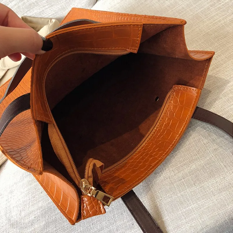 Vintage Womens Hand bags Crocodile Pattern Designers Luxury Shoulder Bags Female Top-handle Bag Fashion PU Leather Handbags Tote