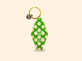 Where Are My Fucking Keys - Pink Flower Key Chain