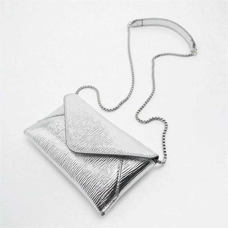 Women's Bag, Fashionable Single Shoulder Small Square Bag, Mini Chain Envelope, Crossbod Bag Women Silver Handbags