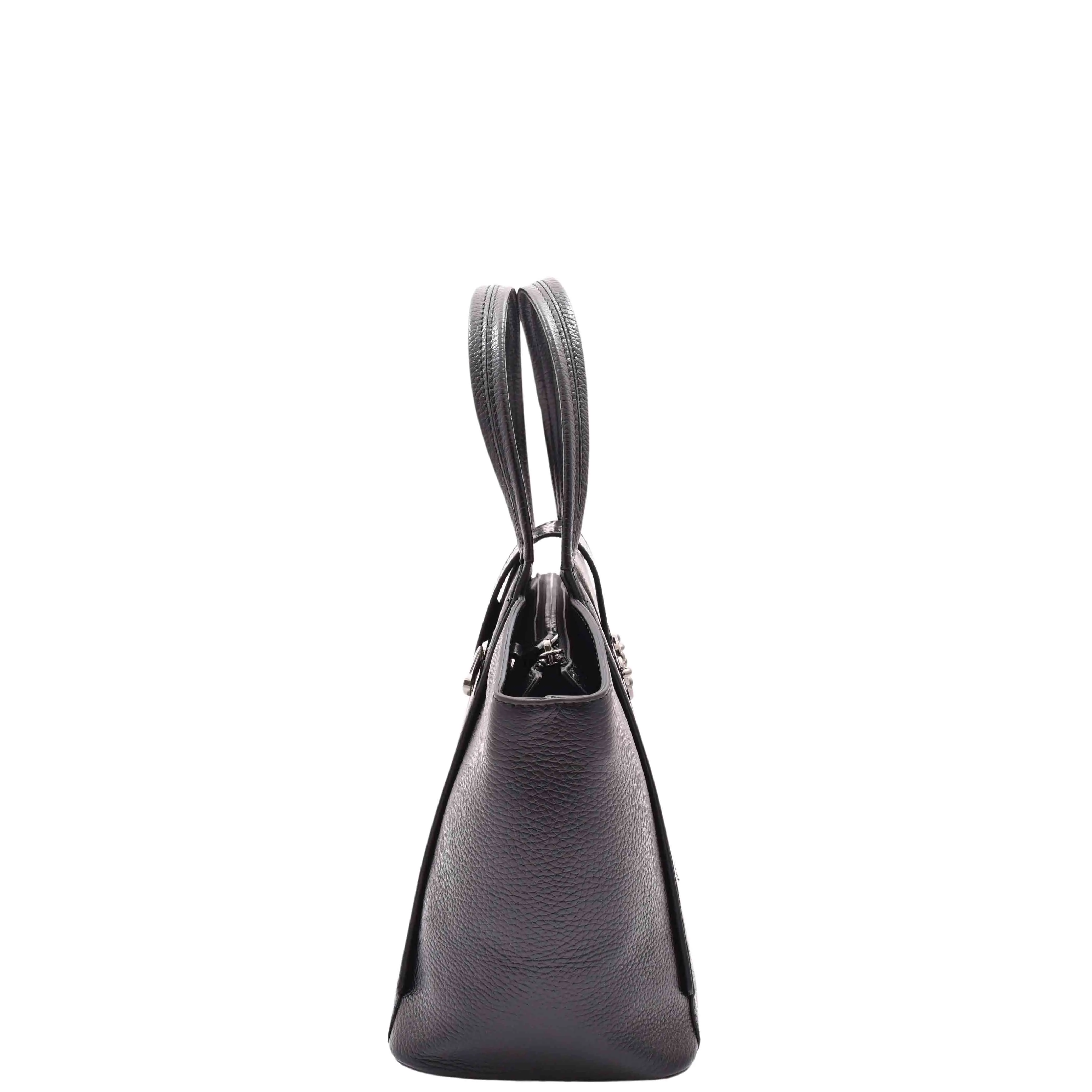 Womens Fashion Leather Handbag Adjustable Strap Bag JANE Black