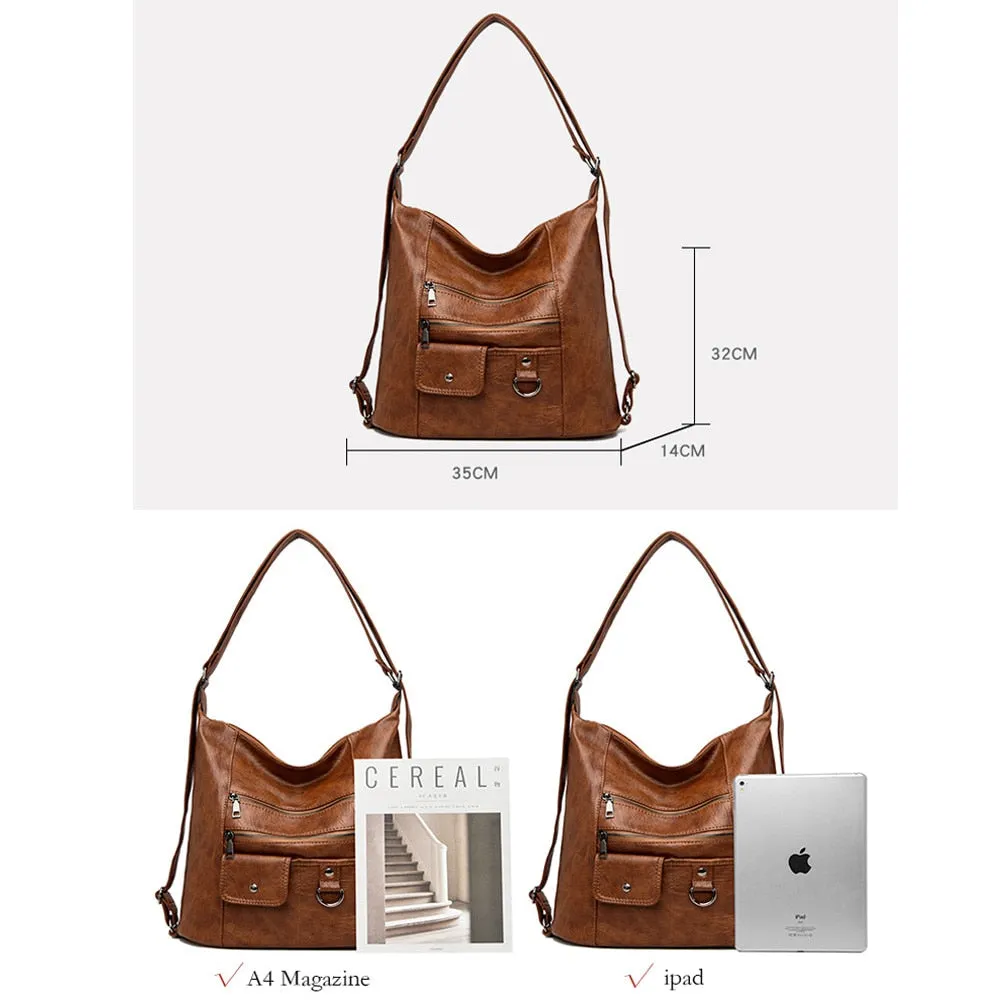 Women's Faux Leather Crossbody Handbag - Versatile Top-Handle/Shoulder Bag with Multifunctional Design