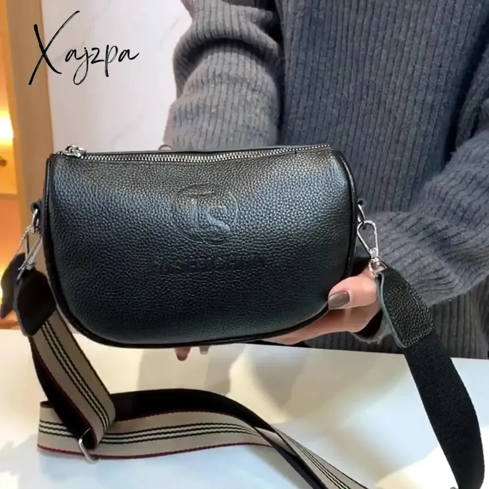 Xajzpa - Trend Fashion Crossbody Designer Handbags Women&#39;S Genuine Leather Saddle Casual Vintage Tote Shoulder Bag For Girl Messenger Bag